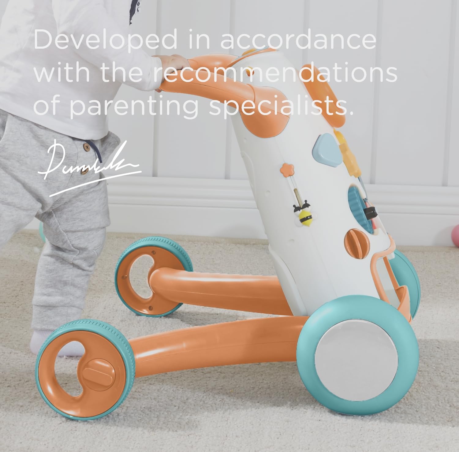 Montessori Baby Walker - Interactive Push & Pull Learning Toy for Toddlers with Soft Music, Lights, Adjustable Speed & Non-Slip Wheels | Educational Activity Center for Early Walking Development | Perfect for Home, Daycare & Playroom Use