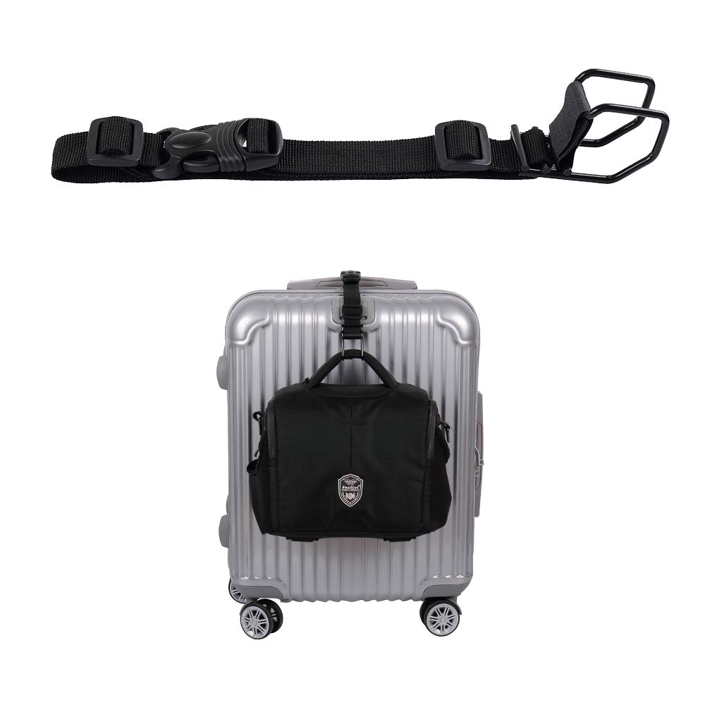 Adjustable J Hook Luggage Strap - Black Travel Bag Hanger for Briefcases & Carry-Ons (Normal Size) | Perfect for Airports, Business Trips & Organized Packing
