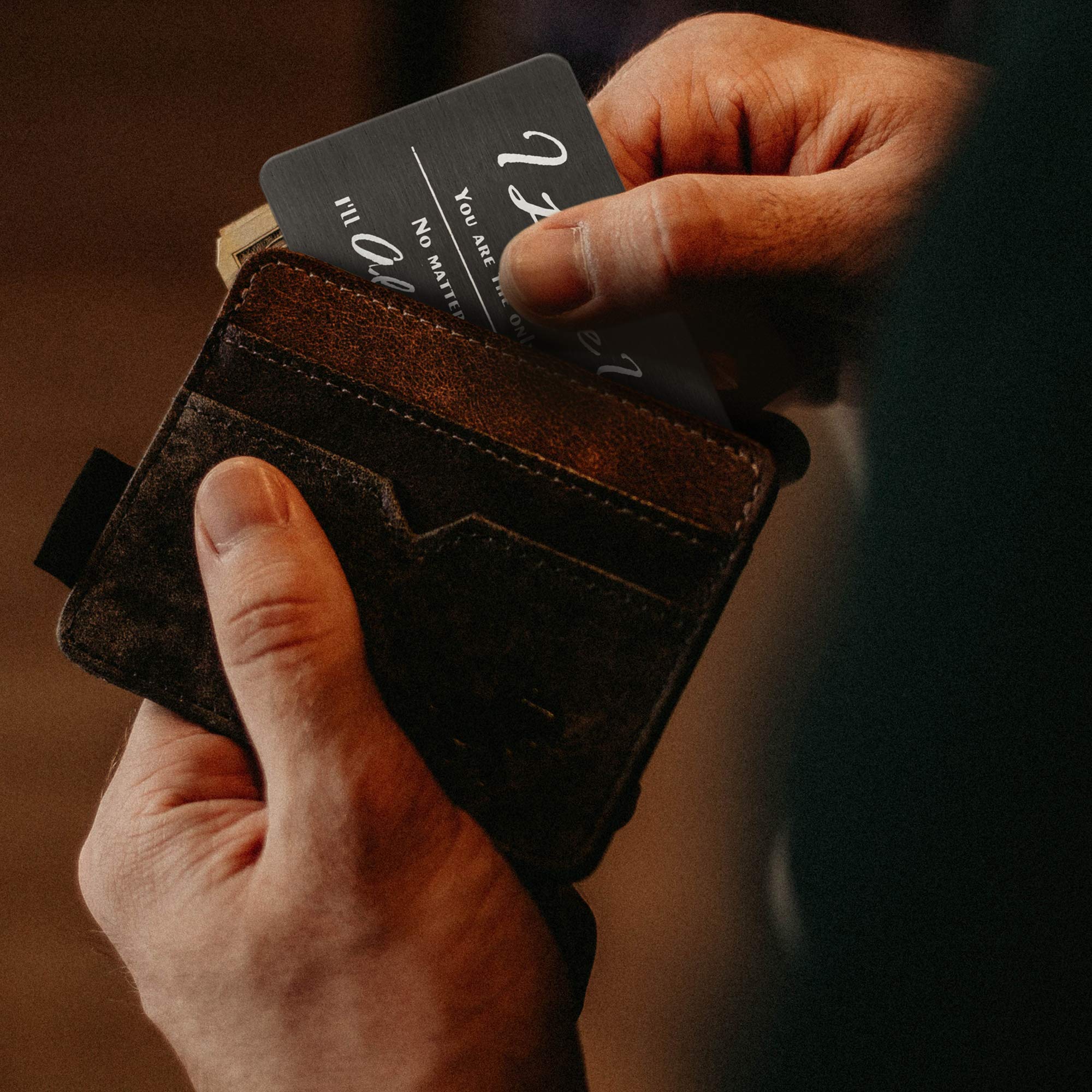Personalized Engraved Wallet Insert Card with Custom Photo & Text - Perfect for Gifts, Anniversaries, and Couples Keepsakes