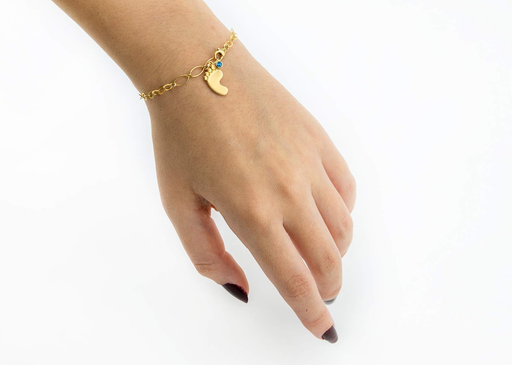 Baby Shower Bracelet with Baby Feet Charm & Black CZ Birthstone - Newborn Mommy Gift for Boys | Birth Present, Holiday Gift for Moms | Perfect for Baby Showers, Christenings & Special Occasions