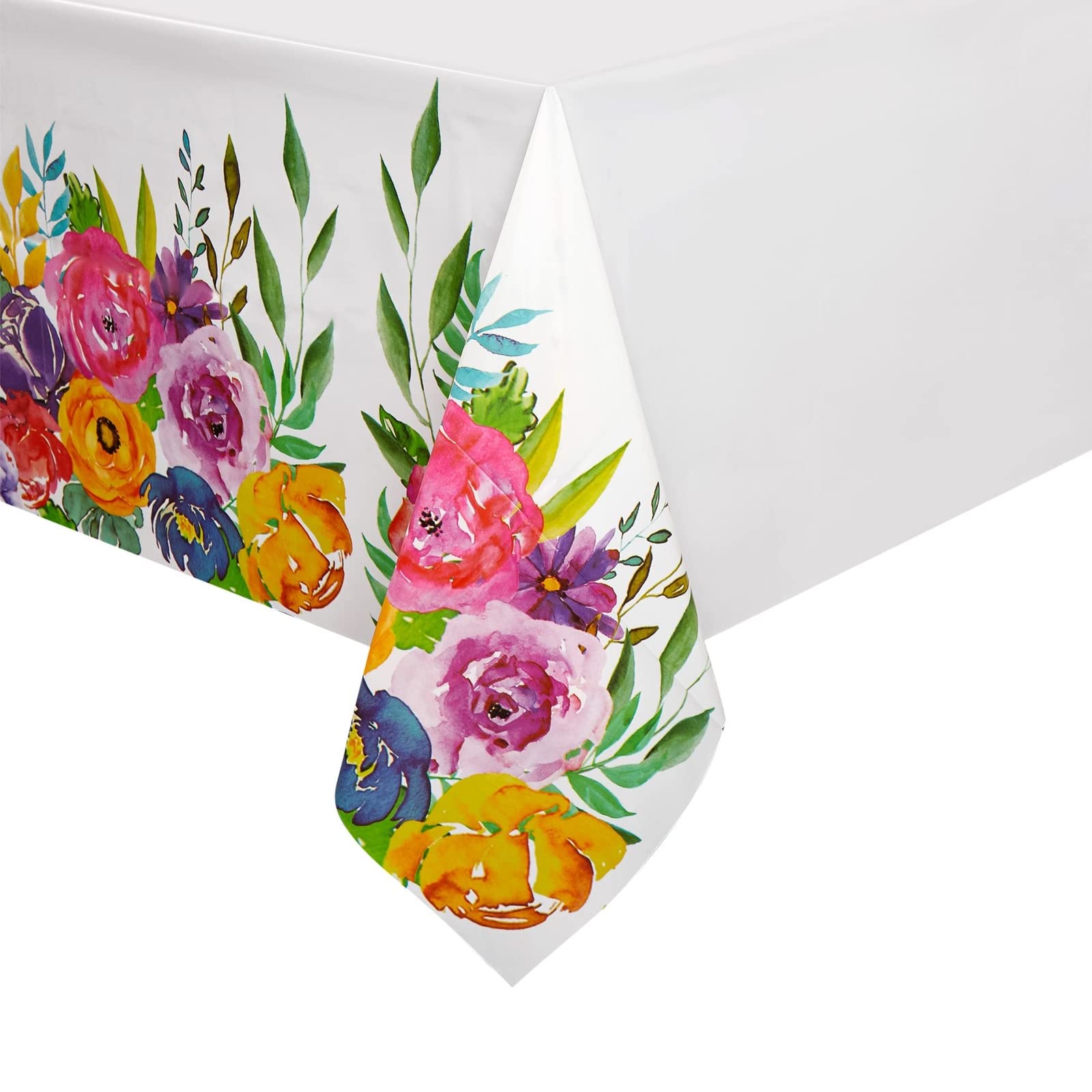 Sparkle and Bash 3 Pack Plastic Floral Tablecloth - 54 x 108 Inch Disposable Rectangle Table Cover for Weddings, Birthday Parties, Baby Showers & Tea Party Decorations - Waterproof & Easy Clean - Perfect for Indoor & Outdoor Events