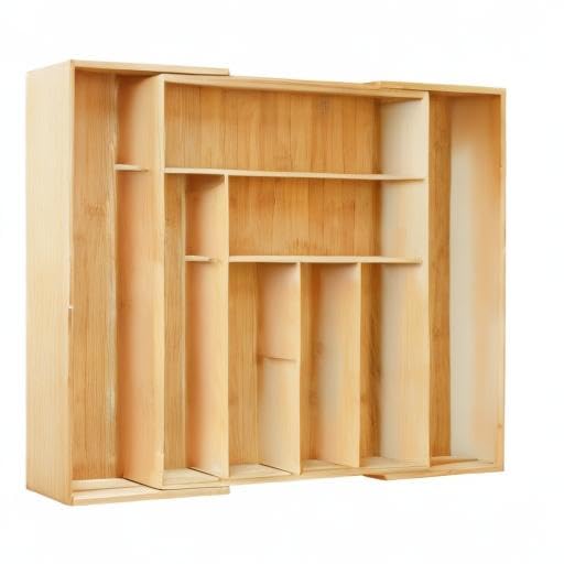 Expandable Bamboo Kitchen Drawer Organizer - 8 Compartment Utensil Tray with Grooved Dividers for Flatware & Cutlery Storage, Perfect for Kitchen Drawer Organization (Natural)