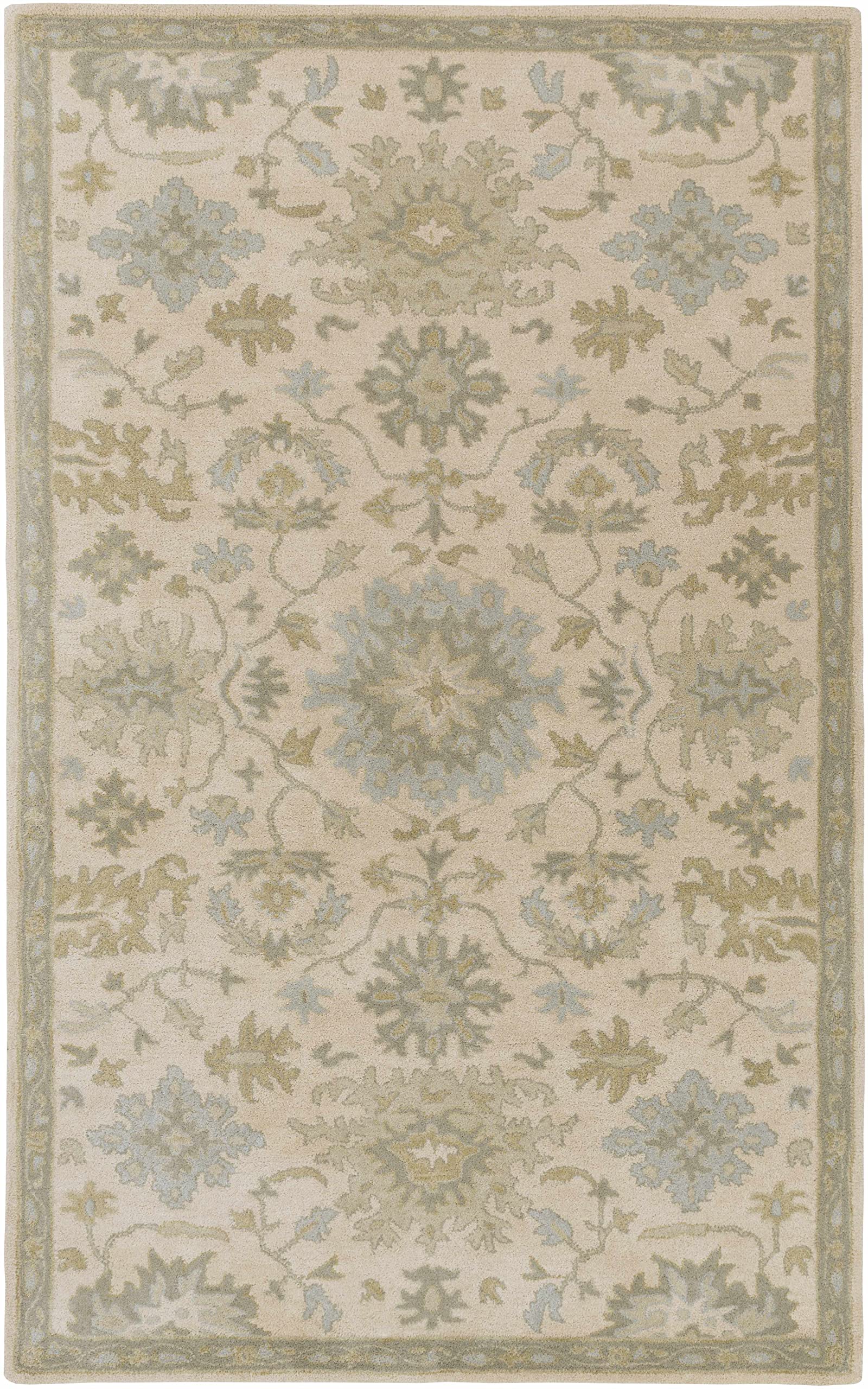 Premium Hauteloom Gainesboro Wool Area Rug 8' x 11' - Traditional Green, Beige & Blue - Soft & Durable for Living Room, Bedroom - Perfect for Cozy Home Decor & Family Gatherings