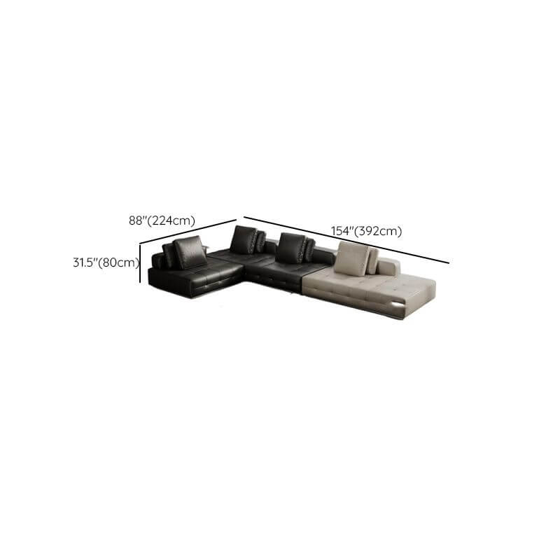 L-Shaped Sectional Sofa with Chaise Lounge - 5-Seater 4-Piece Reversible Modular Couch in Black - Perfect for Living Room, Family Room & Home Theater