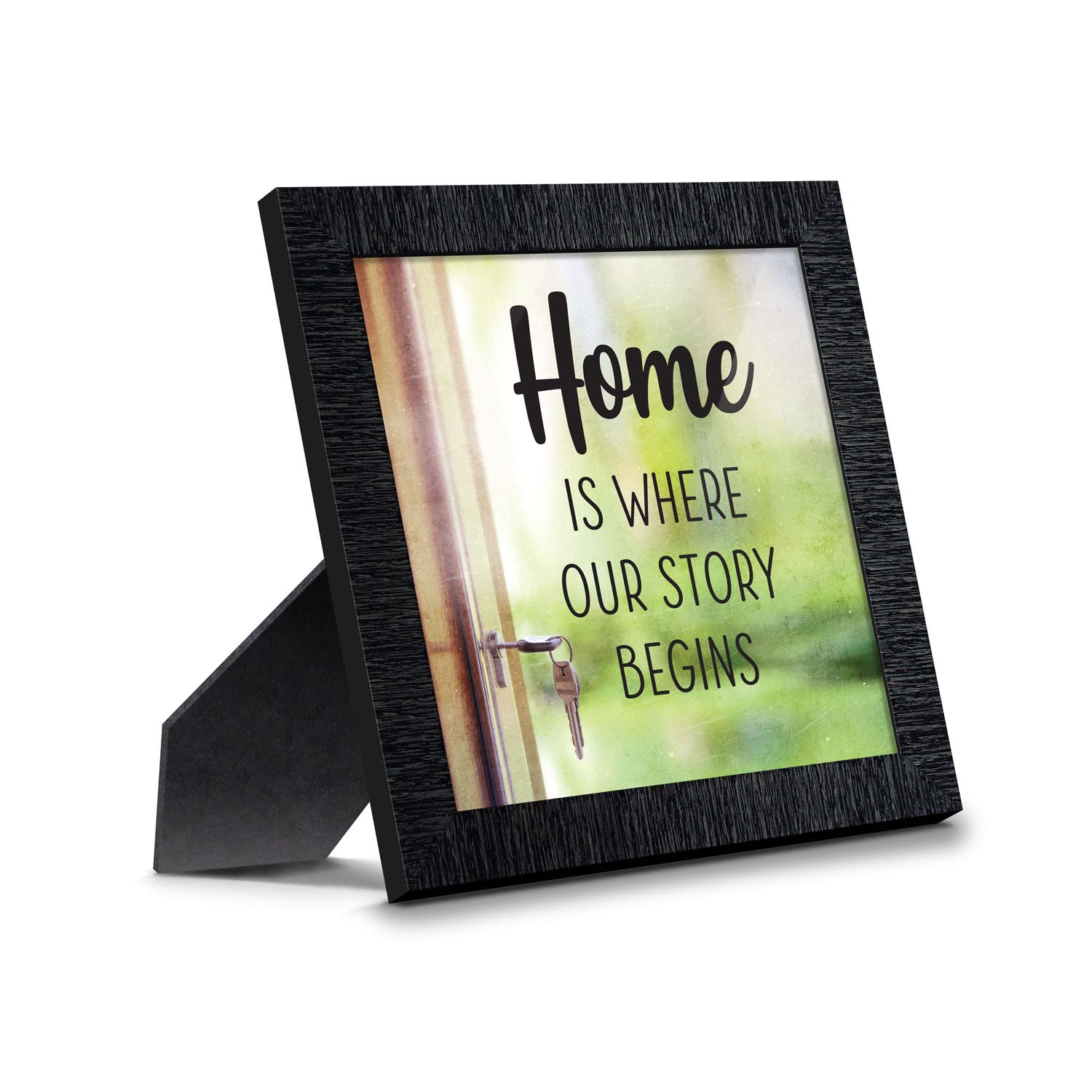 Family Wall Decor for Living Room - 10x10 Inch Home Decor Sign with Inspirational Quote 'Home Is Where Your Story Begins' - Perfect for Housewarming Gifts & Farmhouse Style Interior Design
