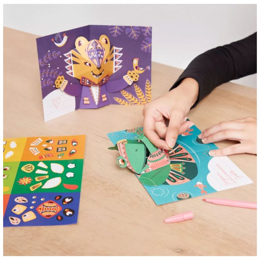 Janod 6-in-1 Pop-Up Animal Flash Cards for Toddlers - Educational Wooden Toy for Early Learning & Memory Games - Perfect for Preschool Classroom & Home Playtime