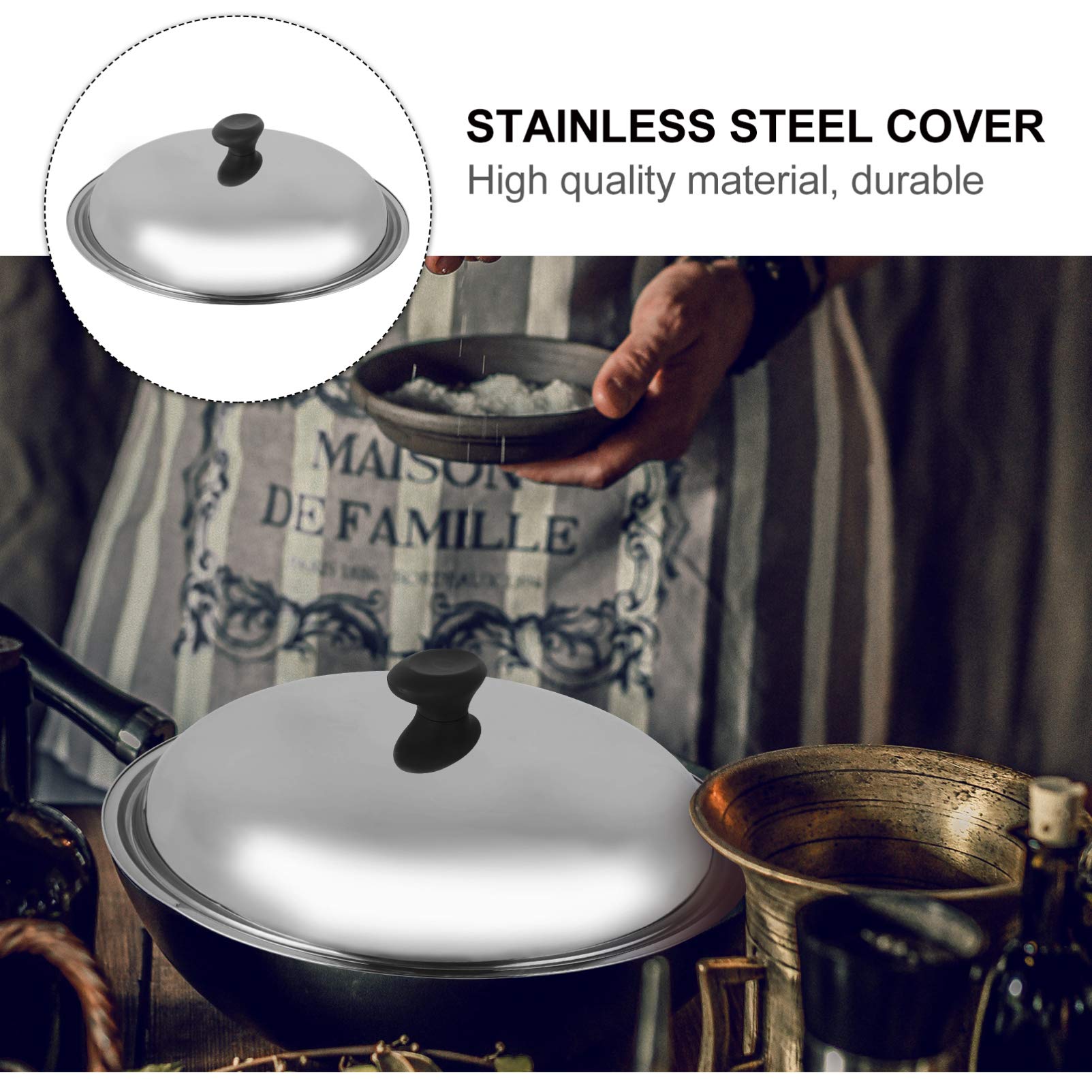 Stainless Steel Pot Cover with Handle - Universal Kitchen Cooking Lid for Frying Pans & Pots - Anti Oil Splashing Splatter Guard for Safer Cooking - Perfect for Frying, Boiling & Simmering