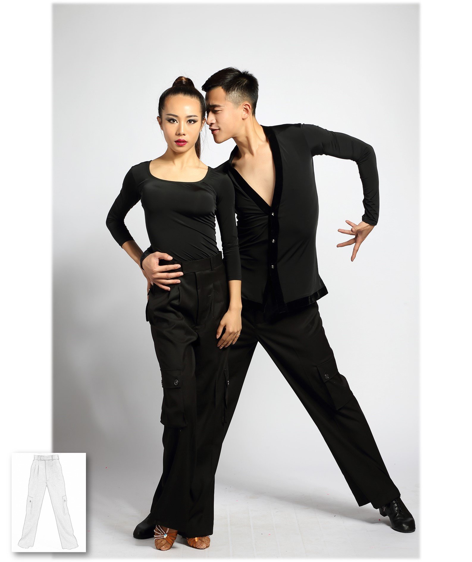 SCGGINTTANZ G4005 Latin Modern Ballroom Dance Professional Straight Pocket Trousers Pants for Men and Women - Perfect for Competition, Performance, and Social Dancing