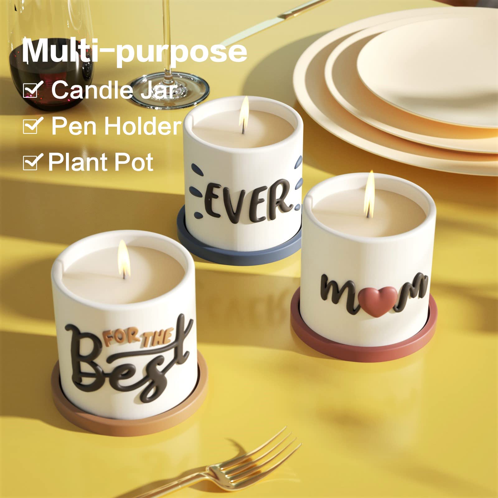DIY Silicone Concrete Planter Mold with Tray - Handmade Succulent Pots, Plaster Candle Jar & Gift Making Kit | Perfect for Home Decor, Wedding Favors & Craft Projects