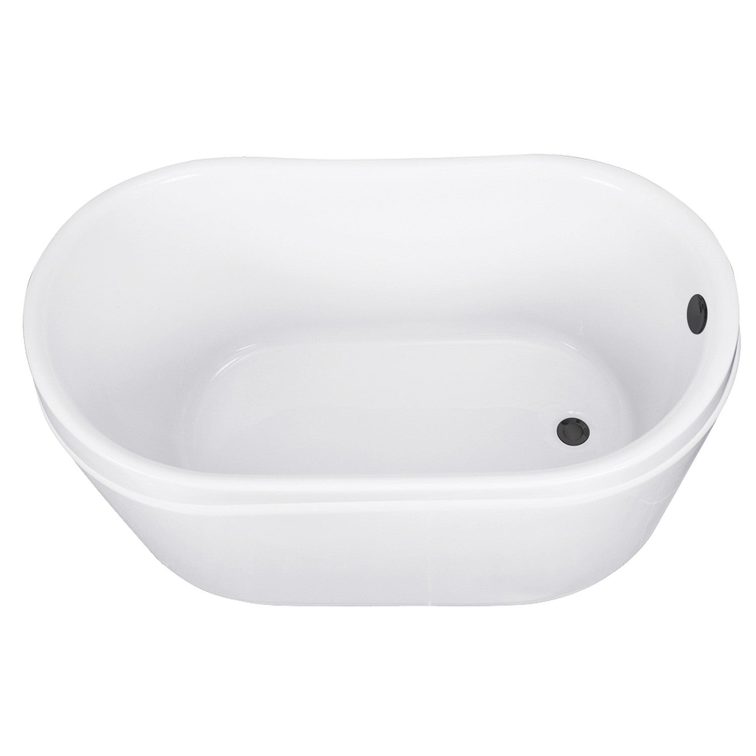 Aqua Eden 52 Inch Acrylic Oval Freestanding Bathtub - Glossy White/Matte Black Double Slipper Tub with Overflow Drain | Modern Bathroom Luxury Soaking Tub for Spa Relaxation & Home Decoration