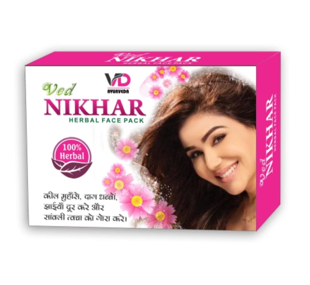 Vaid Dhanvantari Nikhar Herbal Face Pack - 4 Pack (50g Each) | Ayurvedic Skin Brightening & Glow Treatment for Daily Skincare Routine | Perfect for Dry, Oily & Combination Skin Types
