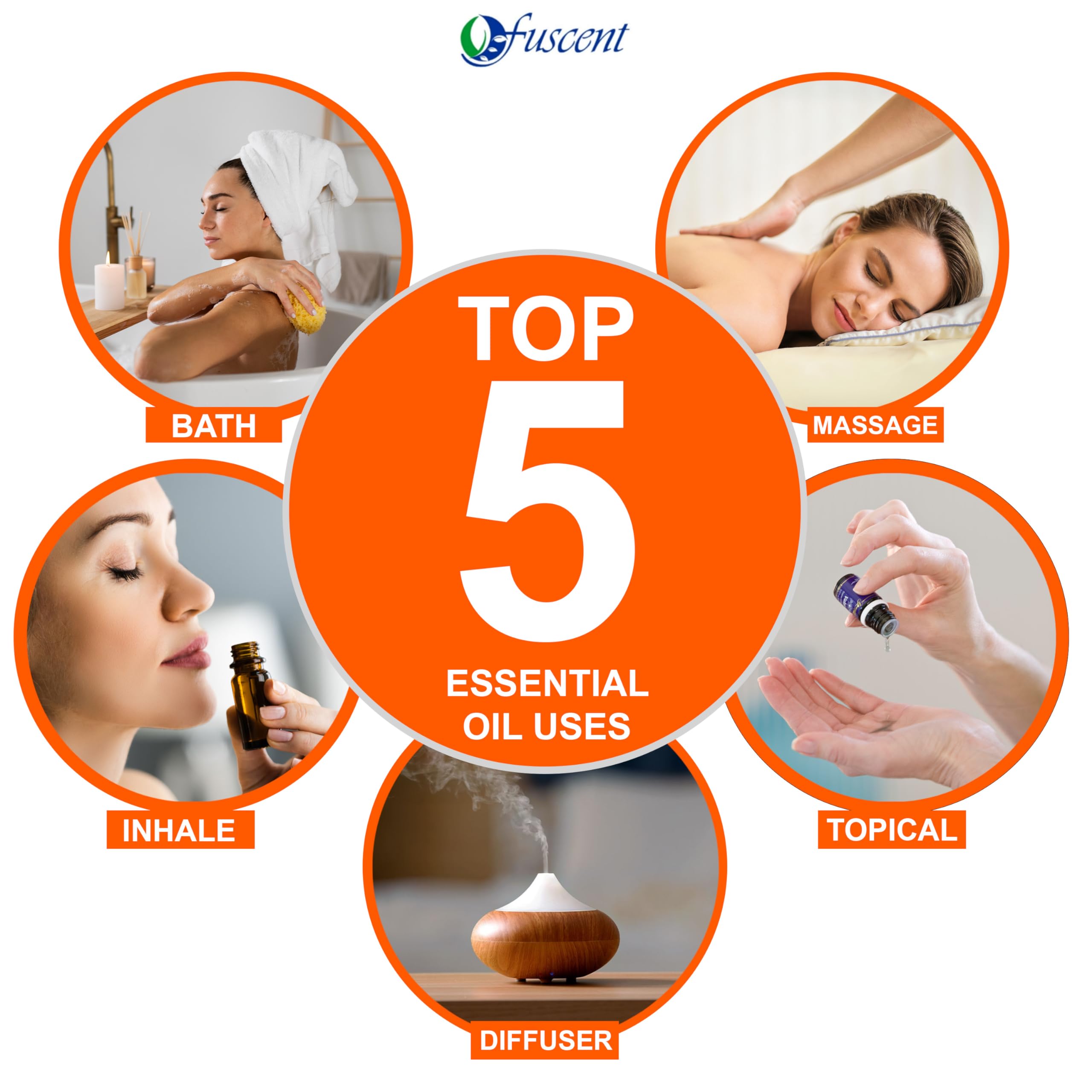 FUSCENT Organic Essential Oil Set - 100% Pure Tea Tree & Orange Oil (10ml Each) for Hair Care, Skin Care, Aromatherapy & Soap Making | Undiluted Natural Oils for Relaxation, Home Fragrance & DIY Beauty Products