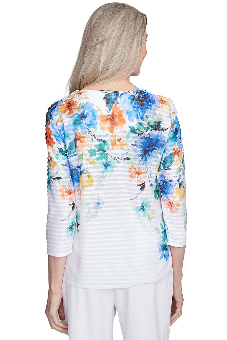 Stylish Petite Nantucket Watercolor Ribbed Top for Women - Perfect for Casual Outings & Summer Beach Wear