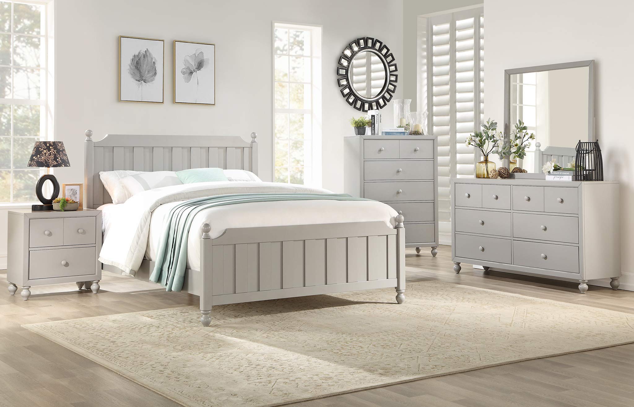 Homelegance 2-Drawer Nightstand with Storage - Compact Bedside Table for Small Spaces, Gray Finish - Perfect for Bedrooms, Apartments & Dorm Rooms