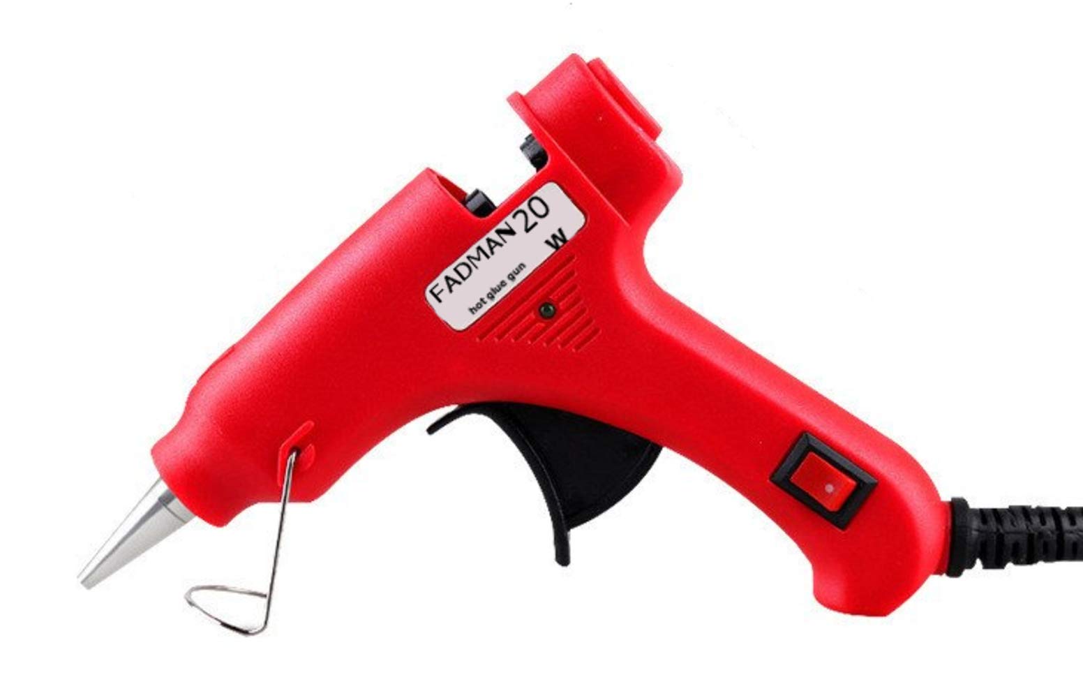 FADMAN 20W Mini Hot Melt Glue Gun with On/Off Switch & Indicator - Includes 4 Transparent Hot Glue Sticks for DIY Crafts, Home Repairs, and School Projects