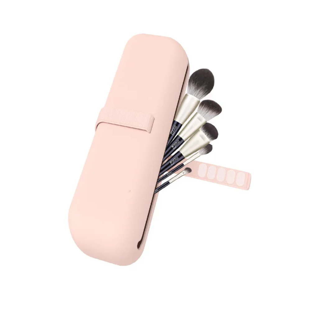 Portable Travel Makeup Brush Holder - Compact & Leak-Proof Cosmetic Brush Organizer for On-The-Go Beauty Essentials | Perfect for Airplane, Gym Bag & Vacation Trips