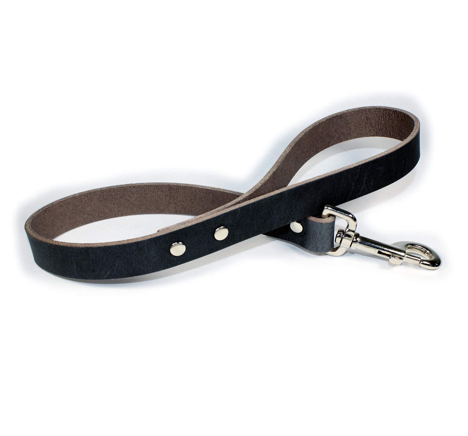 Premium 2' Thick Leather Dog Leash for Training & Walking - Heavy Duty Traffic Lead for Medium to Large Dogs (Gray) - Perfect for Obedience Training, Daily Walks & Outdoor Adventures