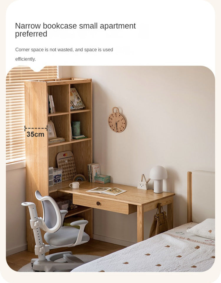 Solid Oak Wood Kids Bookshelf - Sturdy & Safe Book Storage for Toddlers & Children - Perfect for Bedroom, Nursery, or Playroom Organization