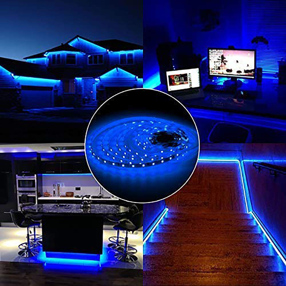 12V Blue LED Strip Light 16.4ft Waterproof Flexible Rope Light with 300 SMD5050 LEDs - Perfect for Home Decor, Bedroom, Party Lighting (12V Power Supply Not Included) - Create Stunning Ambiance for Weddings, Holidays & DIY Projects