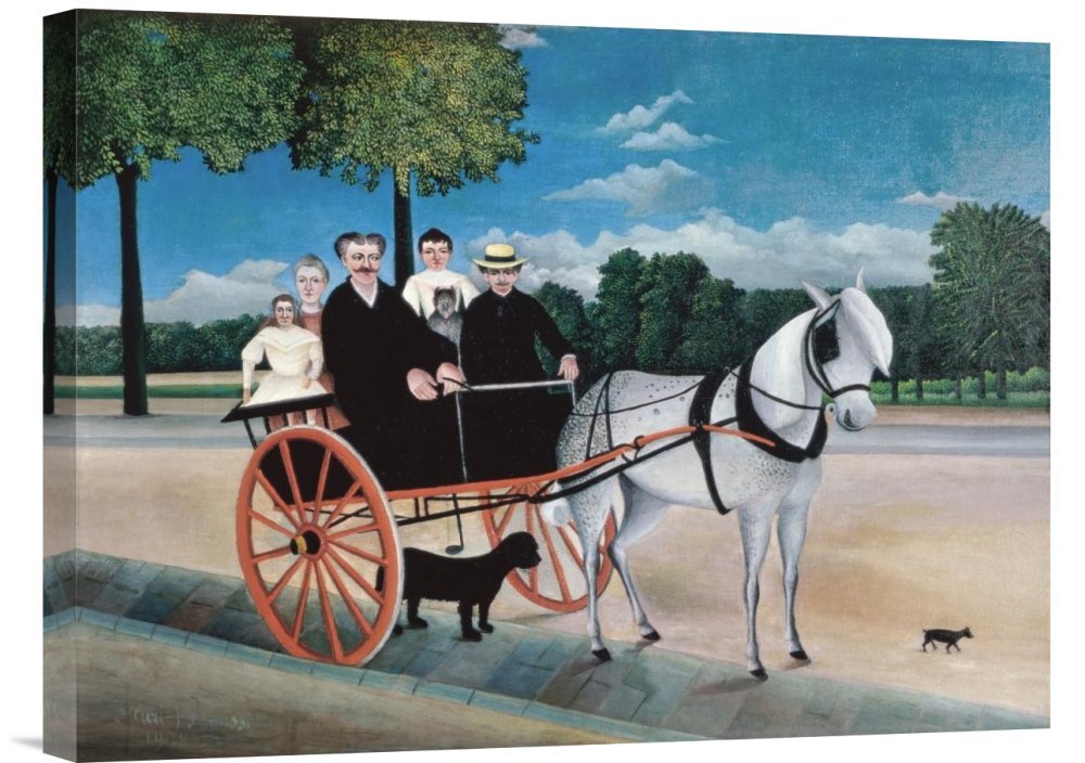 Henri Rousseau 'Uncle Junior's Dog Cart' Gallery Wrap Canvas Art Print - Premium Giclee Wall Decor for Living Room, Bedroom & Office | Famous Jungle Painting Reproduction