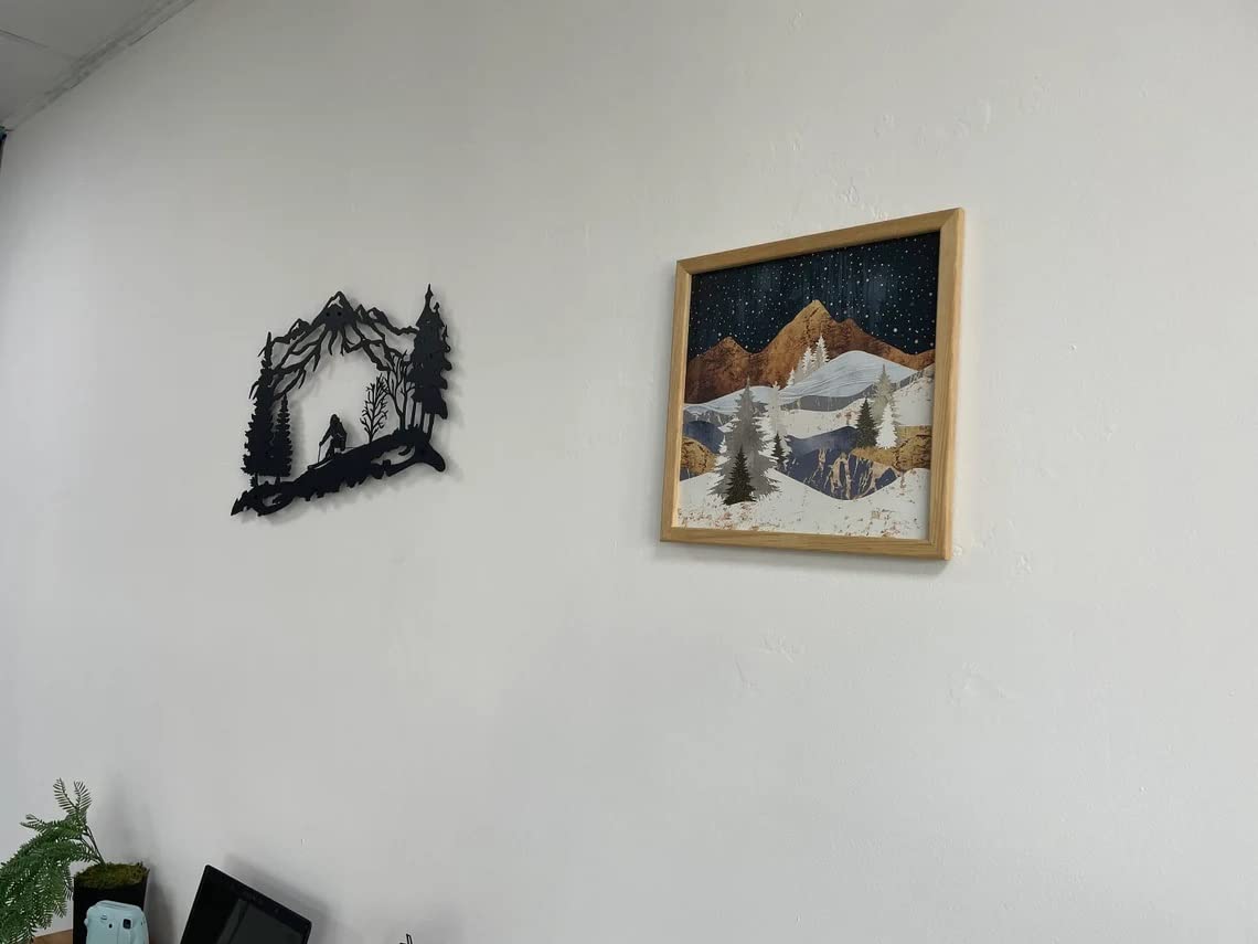 DEKADRON Metal Skier Wall Art - Mountain & Trees Themed Metal Wall Decor - Perfect Ski Lover Gift for Home & Cabin Decoration - 30