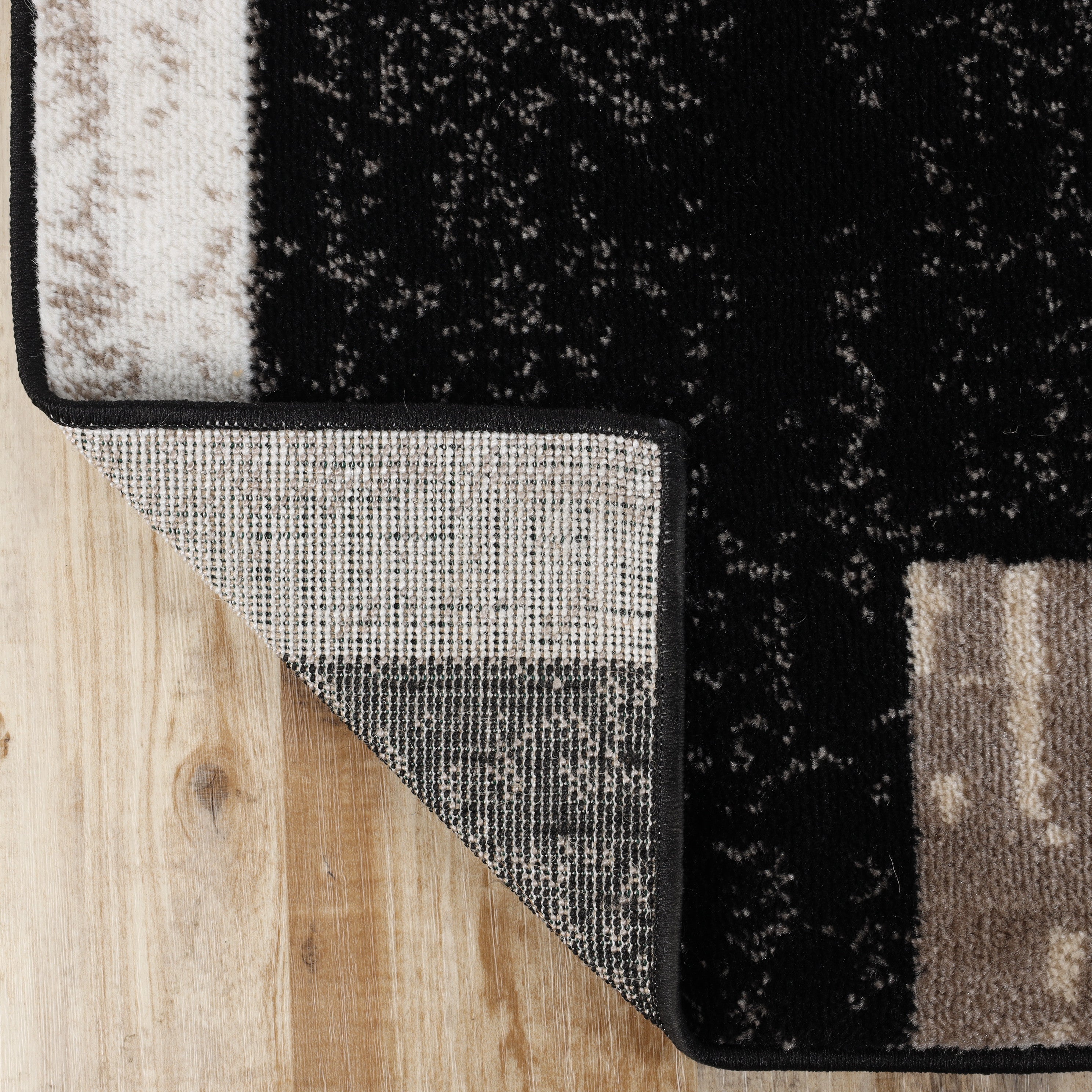 Stylish Rockwood Contemporary Geometric Patchwork Area Rug - Non-Slip Indoor Runner for Living Room, Bedroom & Office Decor
