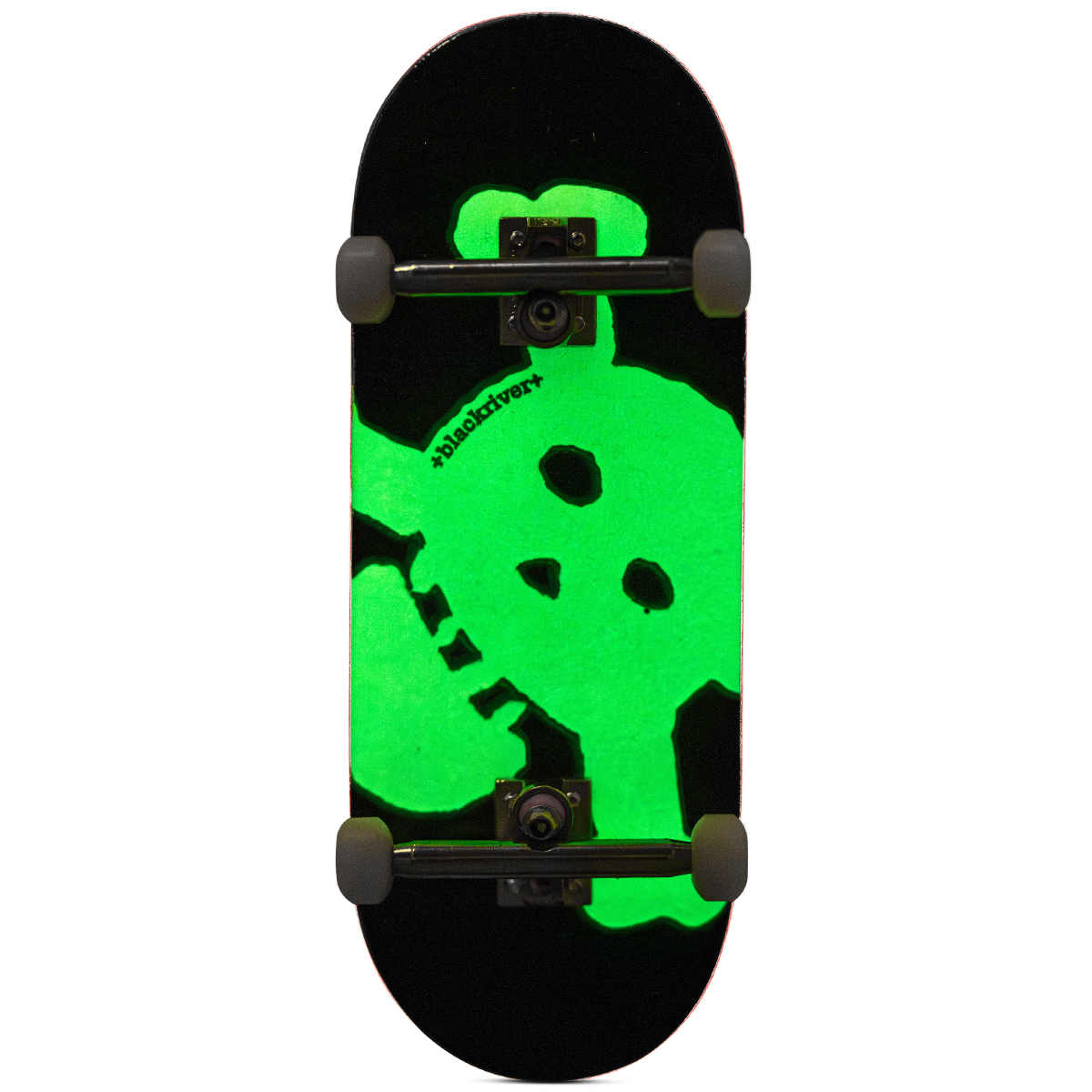 Blackriver Fingerboard Complete GITD New Skull - Professional Finger Skateboard for Tricks & Practice - Perfect for Indoor Skating & Collectors