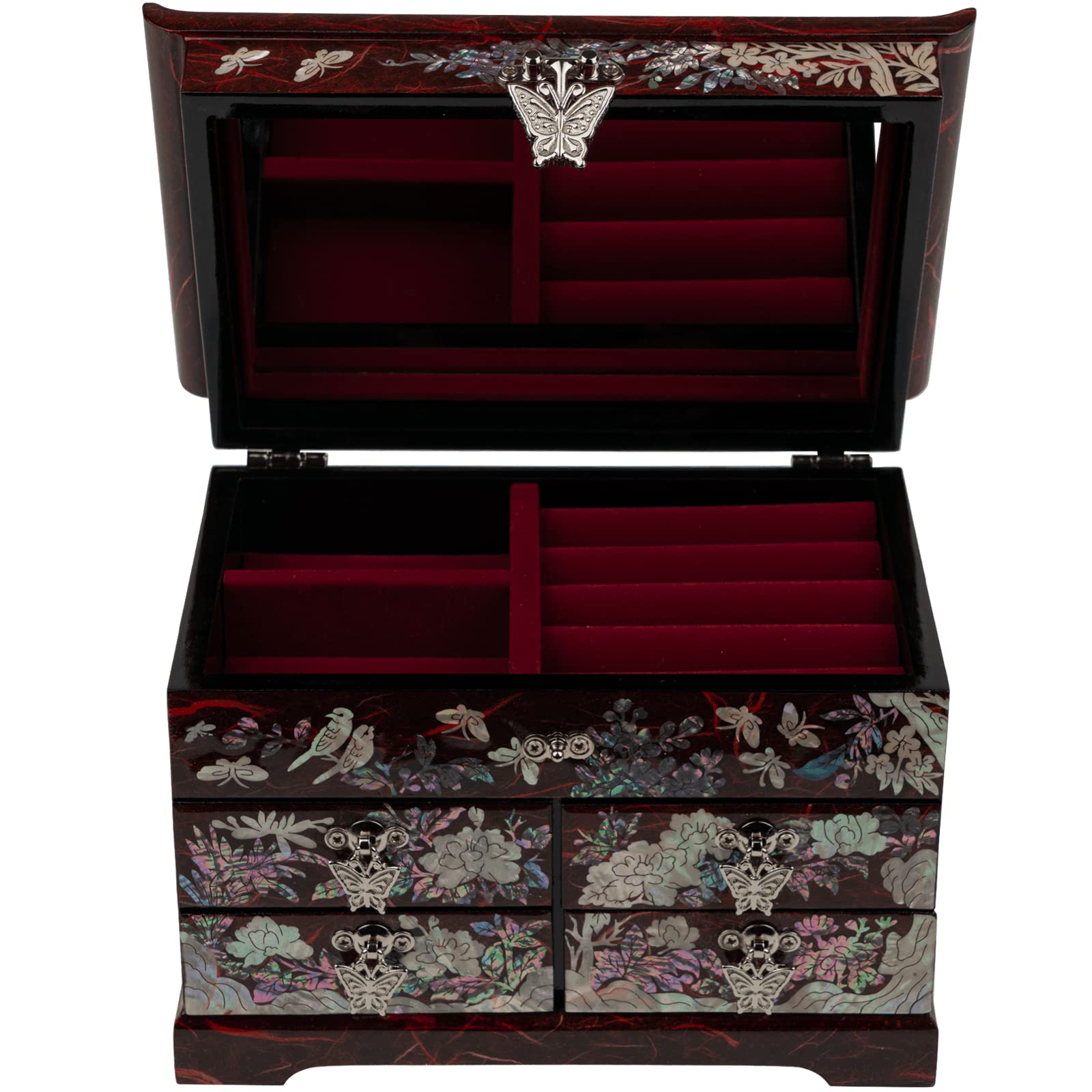 Handcrafted February Mountain Mother of Pearl Jewelry Box - Korean Traditional Design | Unique Keepsake Organizer for Women, Mom & Grandma | Perfect Gift for Christmas, Birthday & Anniversary | Elegant Storage for Necklaces, Rings & Earrings at Home or Travel