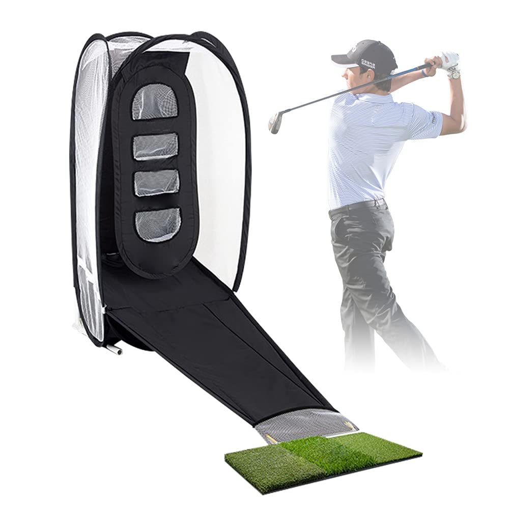 Golf Swing Trainer with Practice Pad & Hitting Net - Portable Backyard Golf Training Set for Driving, Chipping & Target Practice | Perfect for Home, Yard & Outdoor Use