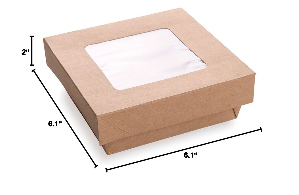Restaurantware 34oz Dessert Boxes with Window - Greaseproof Kraft Paper for Snacks & Gifts