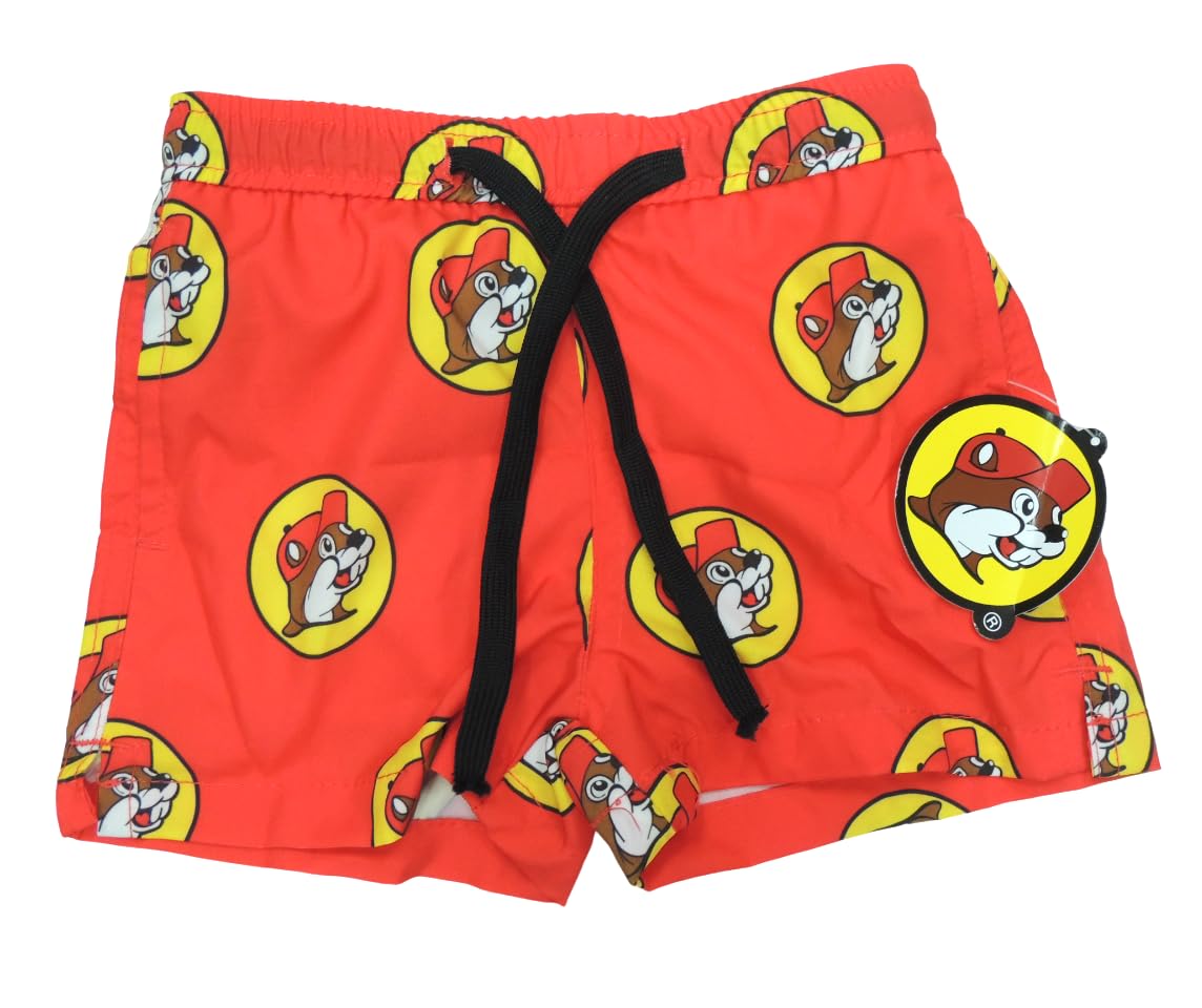 Buc-ee's Men's Swim Trunks with Beaver Logo - Quick Dry Swim Shorts for Men - Alpha XX-Large Regular Fit - Red Beach Swimwear for Pool, Vacation & Summer Activities