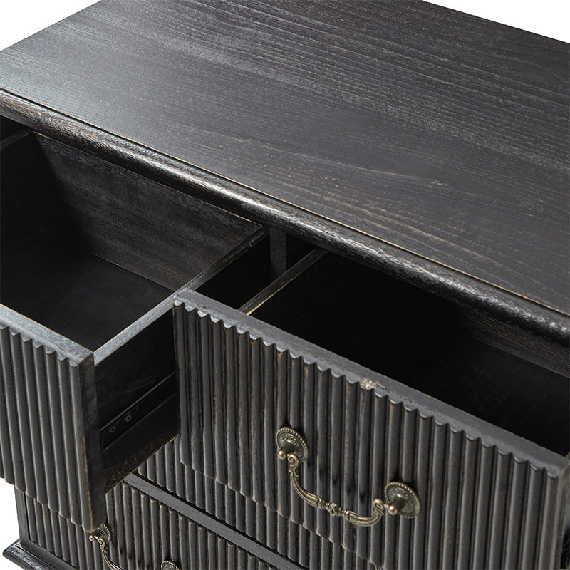 Rustic 3-Drawer Nightstand with USB Charging Station - Solid Wood Bedside Table for Bedroom, Living Room & Guest Room | Galatea Optional Types