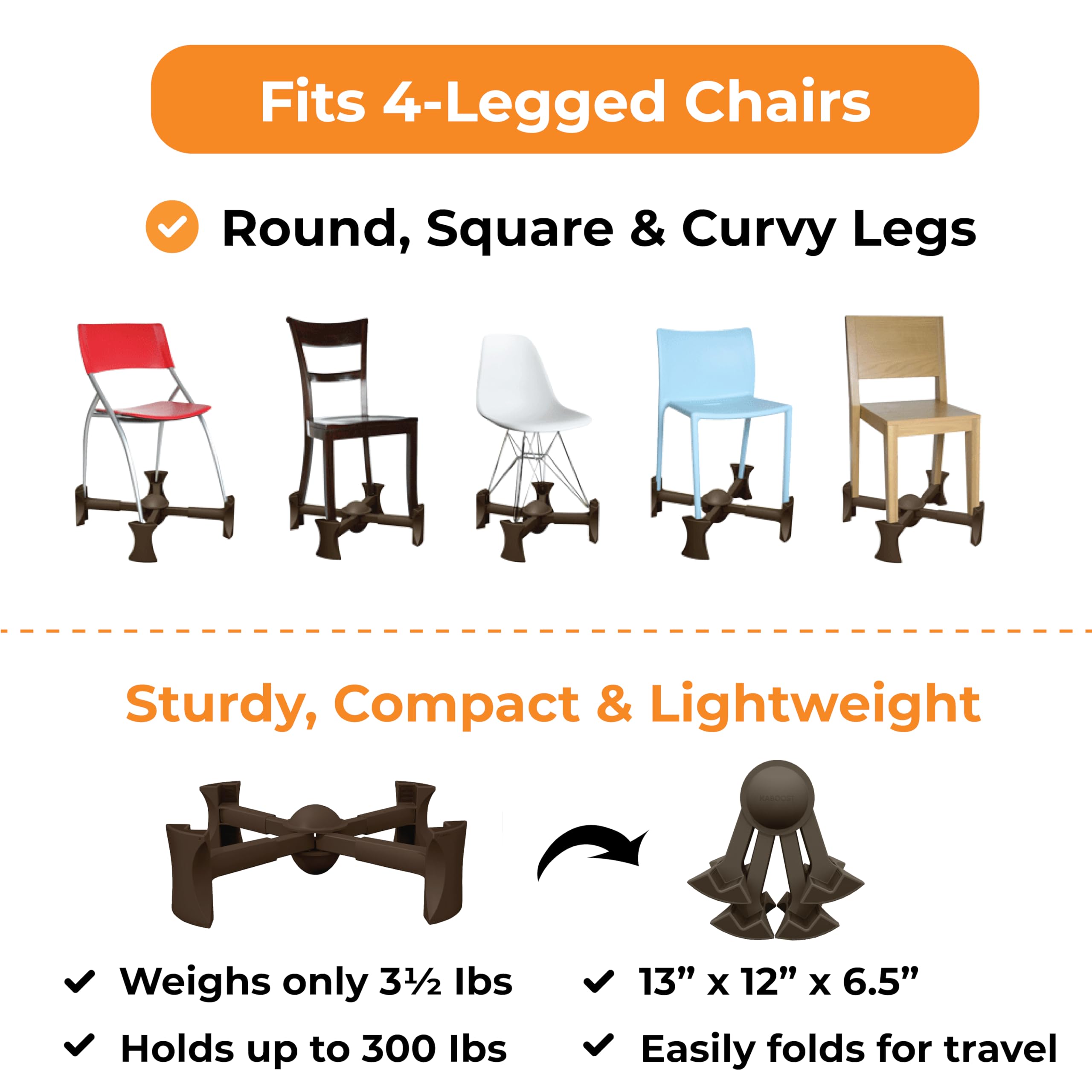 Portable Kitchen Chair Booster Seat for Toddlers & Adults - Chocolate Color, Under-Chair Design - Perfect for Dining, Travel & Home Use
