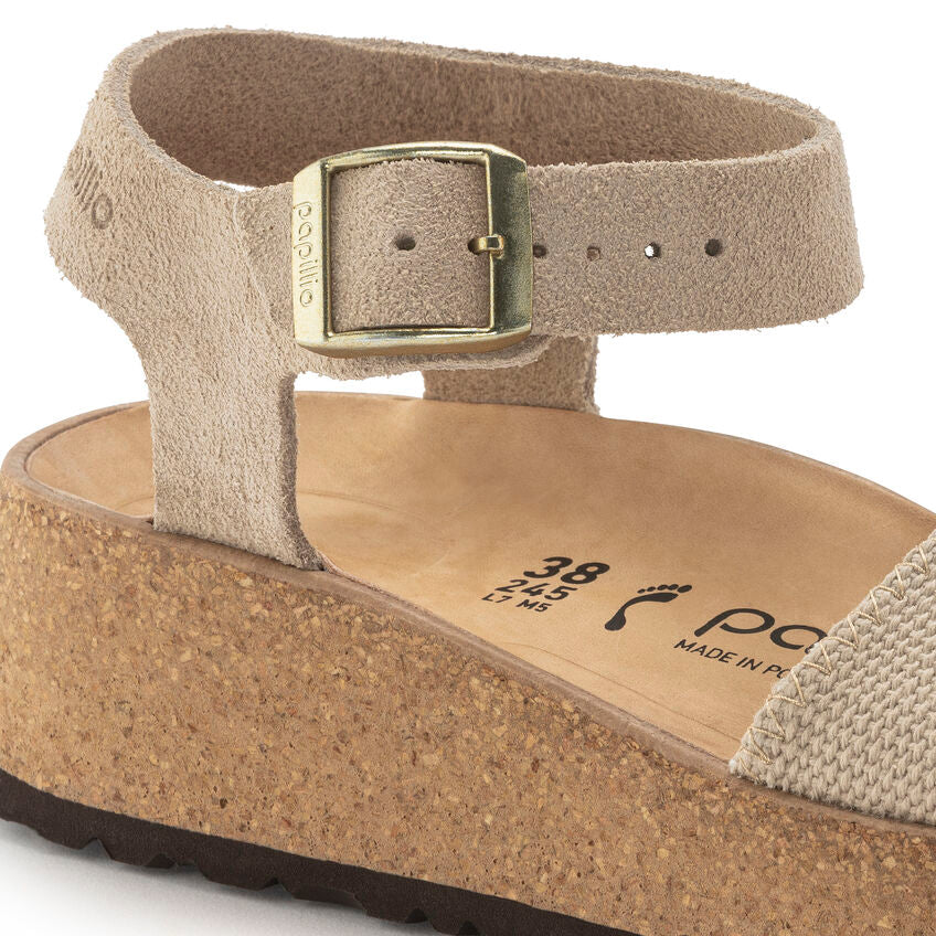 Birkenstock Women's Glenda Sandals - Suede Leather Textile Upper in Sandcastle Color | Comfortable & Stylish for Casual Wear, Beach, and Everyday Use