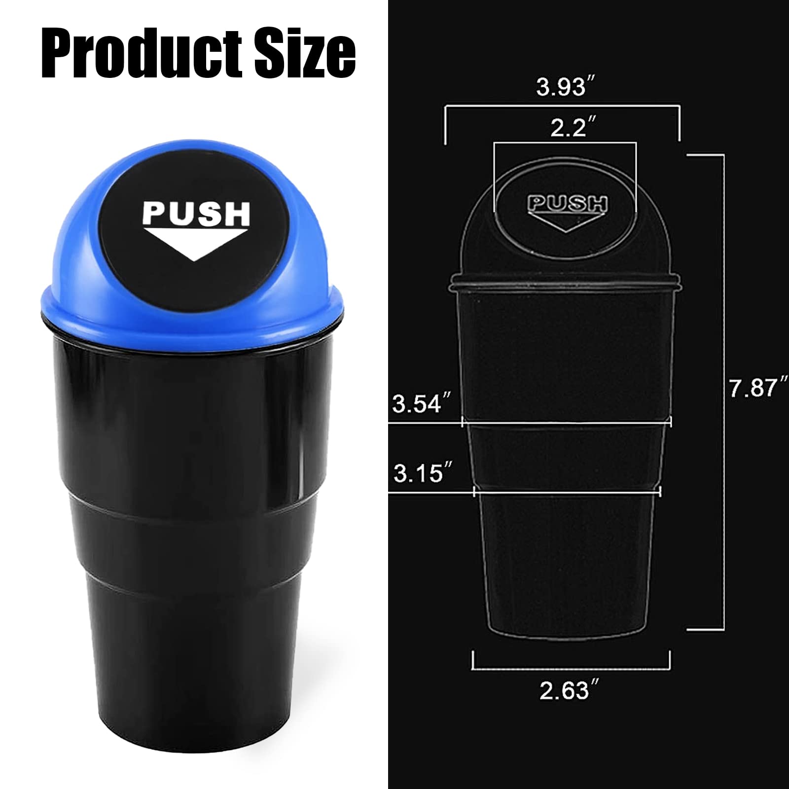 NTNEV Mini Car Trash Can - Leakproof Vehicle Cup Holder Garbage Bin with Lid for Auto, Home & Office | Perfect for Road Trips, Commuting & Workspace Organization (Blue)