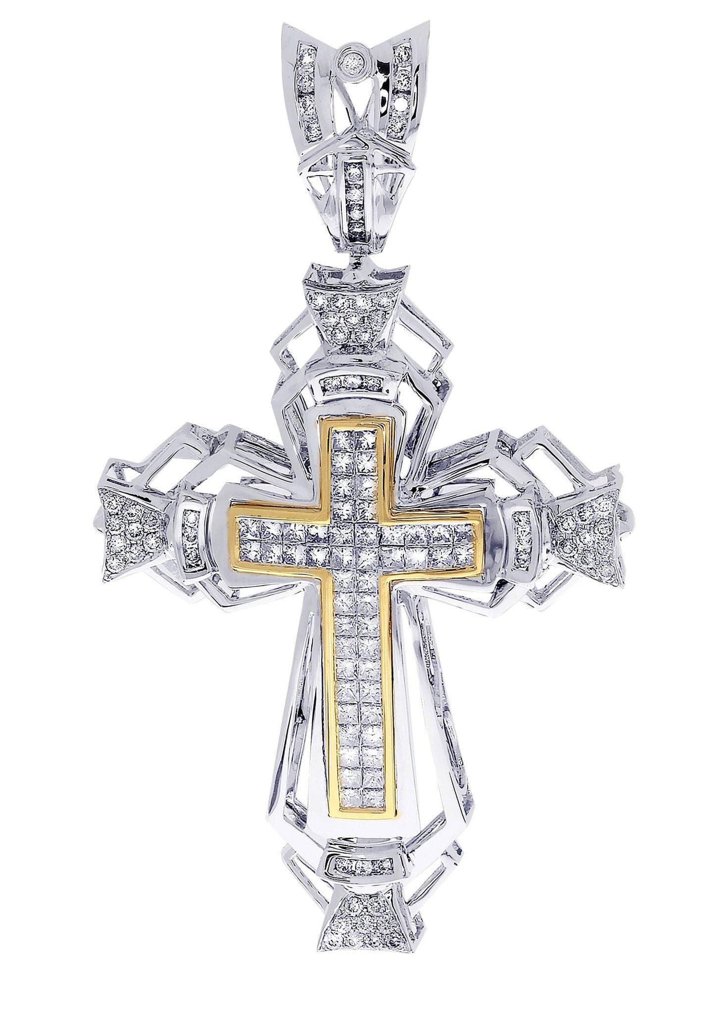3.08 Carat Diamond Cross Pendant Necklace - 18.66 Grams Solid Gold Religious Jewelry for Women - Perfect for Baptism, First Communion & Special Occasions