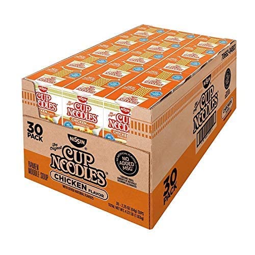 Nissin Cup Noodles Chicken Flavor 2.25 oz (30 Count) - Bulk Pack of 2 | Instant Ramen for Camping, Office Lunch & Emergency Food Supply