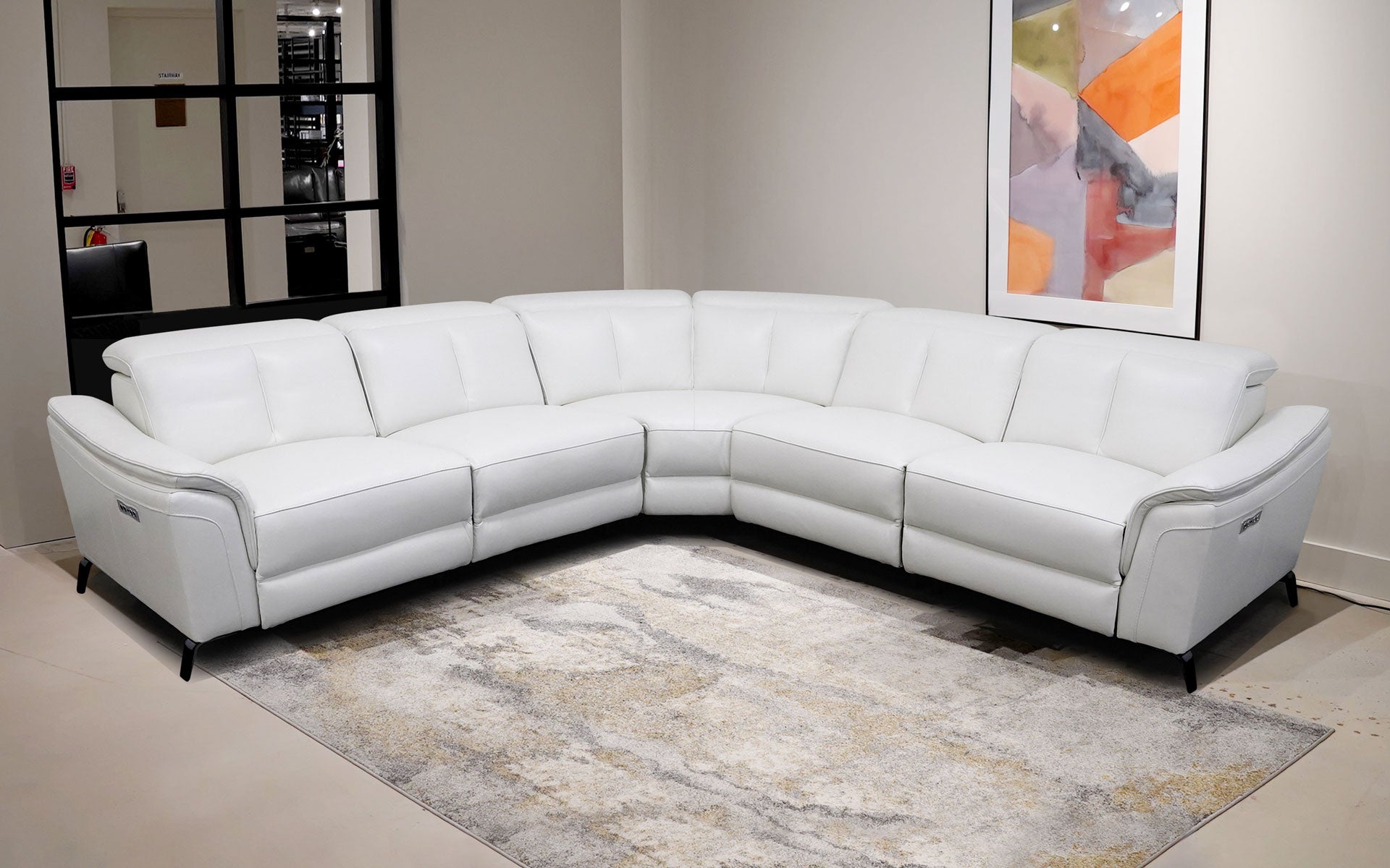 Modern Leather Sectional Sofa with Recliners - Contemporary L-Shaped Couch for Living Room, Home Theater & Family Gatherings