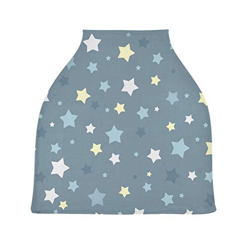 Blueangle Blue Stars Baby Car Seat Cover - Stretchy Soft Nursing & Breastfeeding Cover, Multi-Use Breathable Stroller Canopy for Newborns & Infants - Perfect for Travel, Shopping, and Outdoor Activities