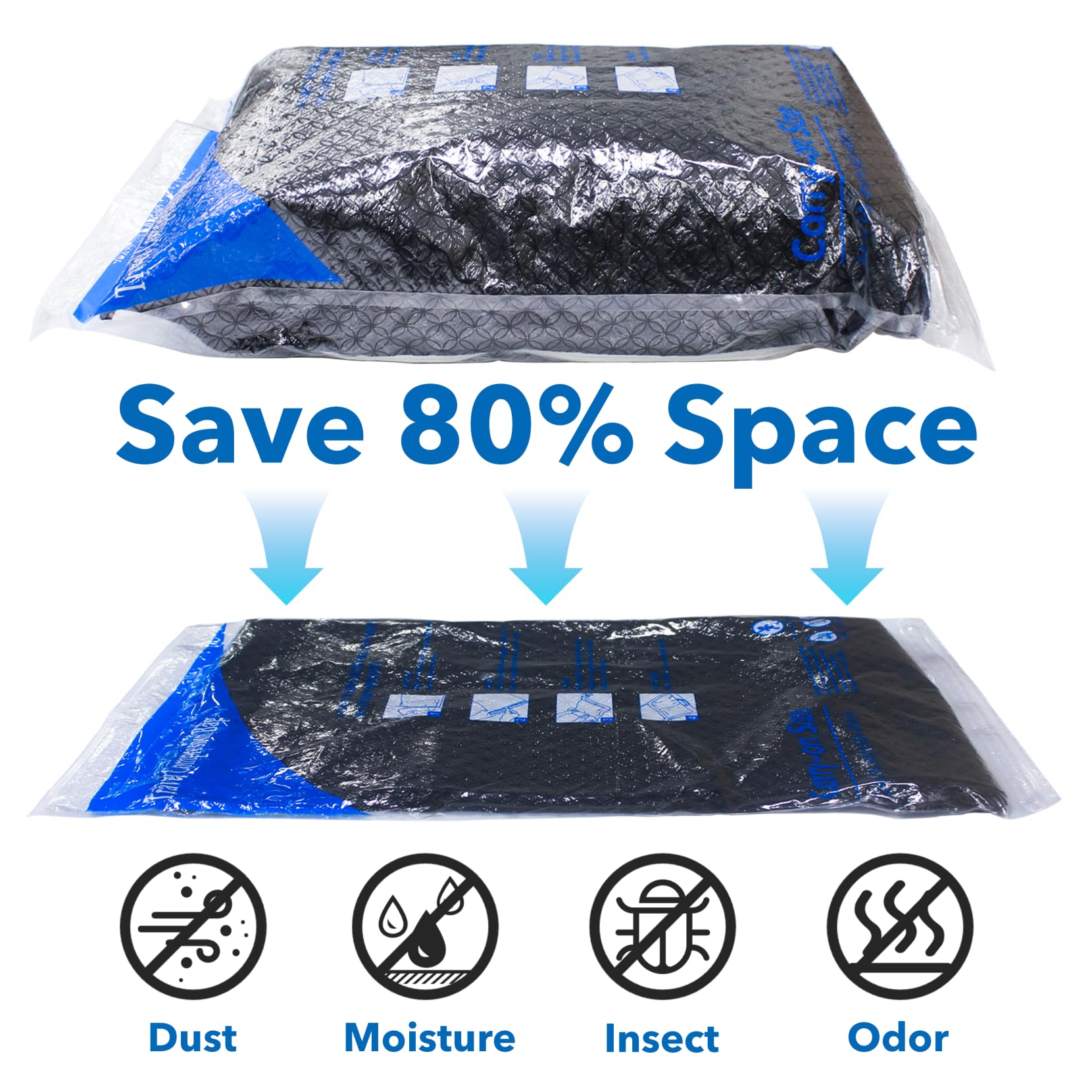 12 Pack Vacuum Compression Bags for Travel - Space Saving Storage Bags for Luggage, Clothes & Home Organization | Waterproof & Reusable | Perfect for Travel, Moving & Seasonal Storage | MEIQIHOME