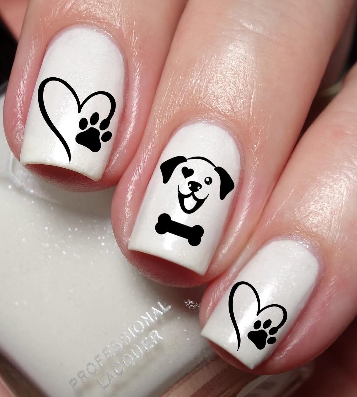 Dog Paw Heart Nail Art Decals - Cute Pet Lover Nail Stickers for Dogs & Cats - Perfect for DIY Nail Designs, Animal Lover Gifts & Paw-Themed Manicures