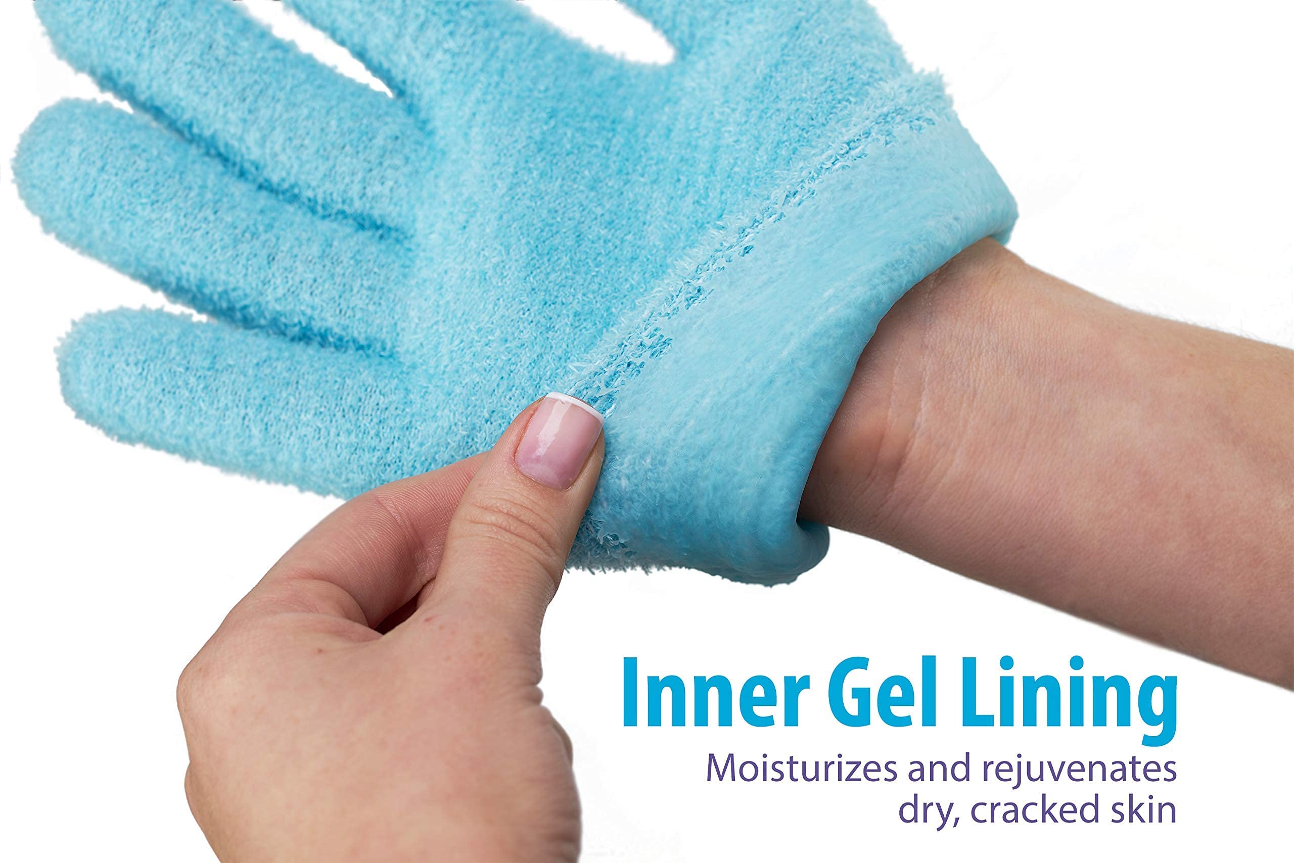NatraCure Moisturizing Gel Gloves & Socks Gift Set with Foot Cream & Lotion - Deep Hydration for Dry Hands & Feet - Perfect for Spa Night, Cracked Heel Treatment & Winter Care (Aqua Color)
