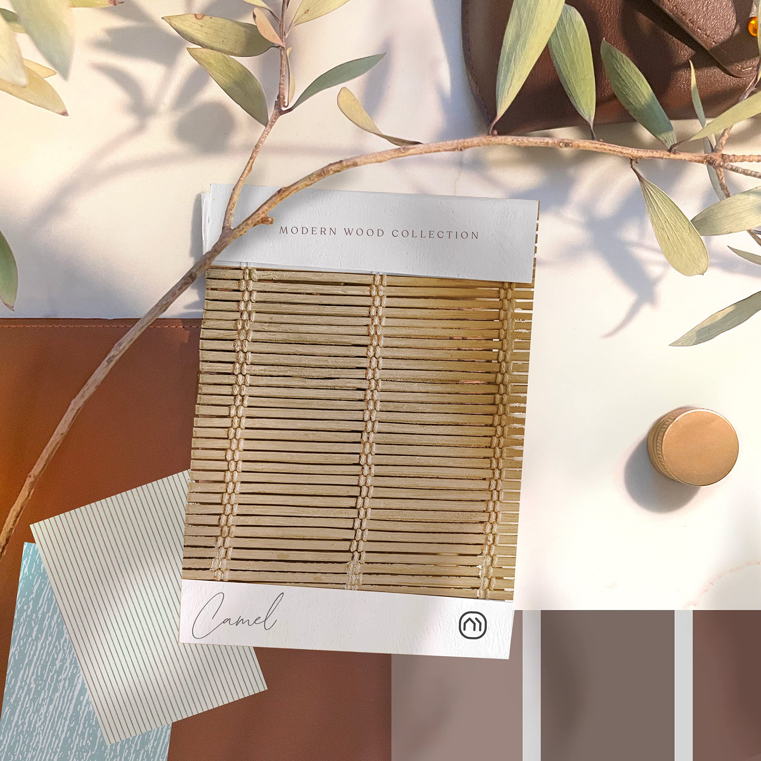 Custom Bamboo Roman Shades - Cordless Top Down Bottom Up Modern Window Treatment | Natural Woven Sheer Fabric | 48.5