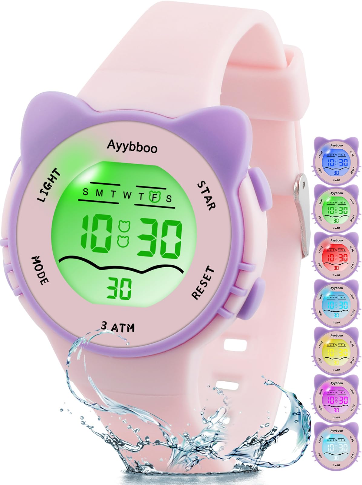 Colorful Kids Digital Watch with 7 LED Lights - Waterproof, Alarm & Stopwatch - Perfect Gift for Boys & Girls Ages 5-13 - Ideal for School, Sports & Outdoor Activities