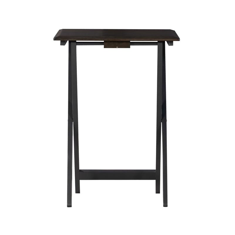 5-Piece Wood Folding Tray Table Set with Stand - Gray/Brown - Perfect for Living Room, Bedroom, Patio & Outdoor Use