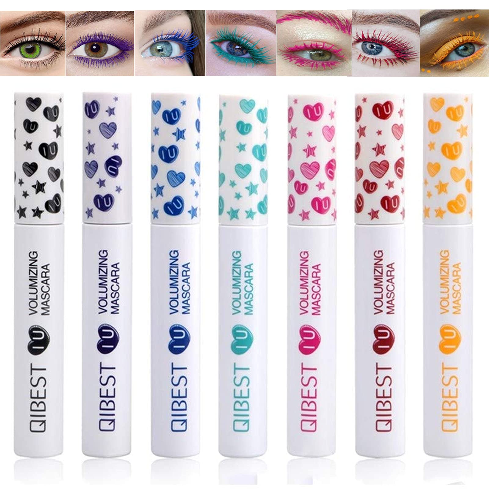 7 Colors Waterproof Rainbow Mascara - 3D Fiber Lash Volumizing Mascara for Long Lasting Eye Makeup | Perfect for Parties, Cosplay & Bold Everyday Looks
