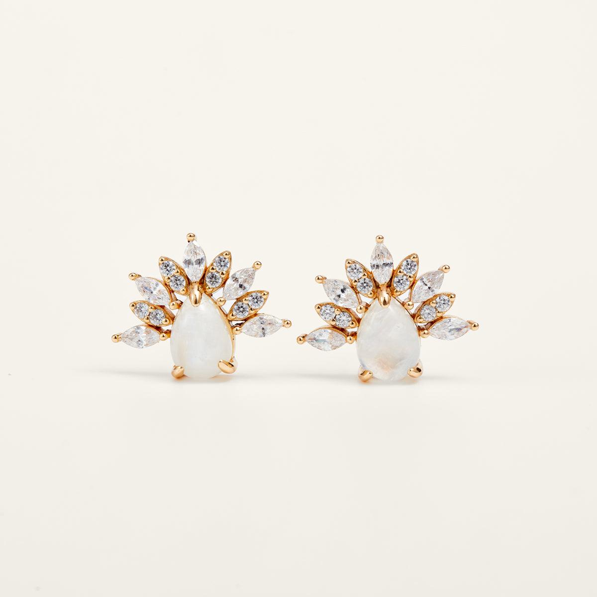 Moonstone Stud Earrings for Women - Infinity Design Dainty Lightweight Hypoallergenic Jewelry - Perfect for Everyday Wear, Gifts & Special Occasions