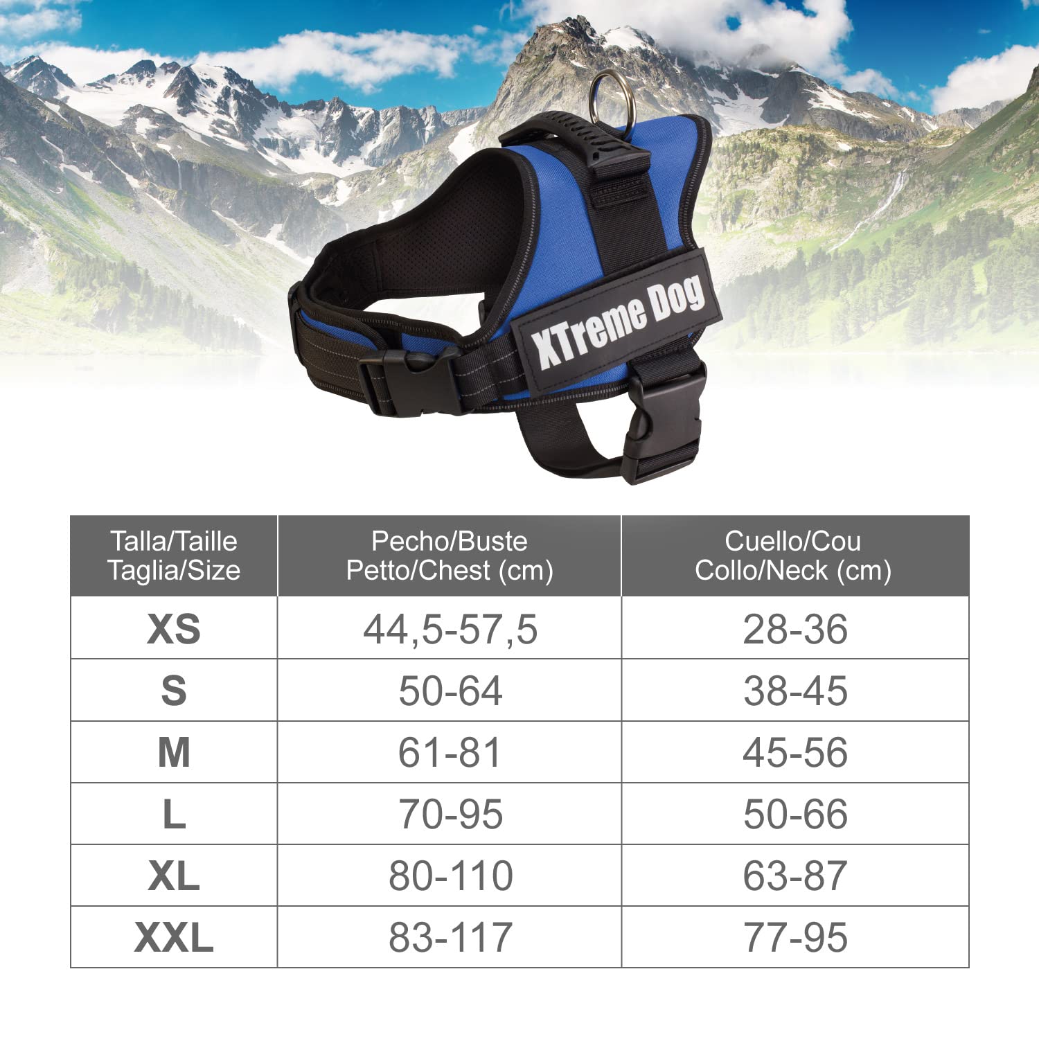 Xtreme Dog Harness for Small Dogs - Adjustable No-Pull Pet Vest (44-57 cm/XS) - Comfortable & Durable Blue Reflective Harness for Training, Walking & Outdoor Adventures