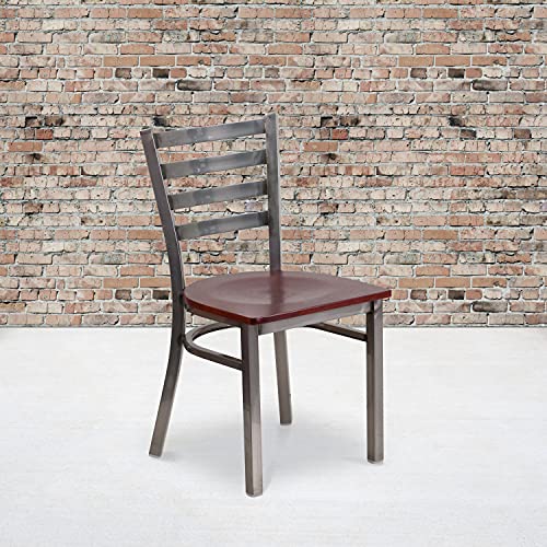 Mahogany Wood Seat/Clear Coated Metal Frame