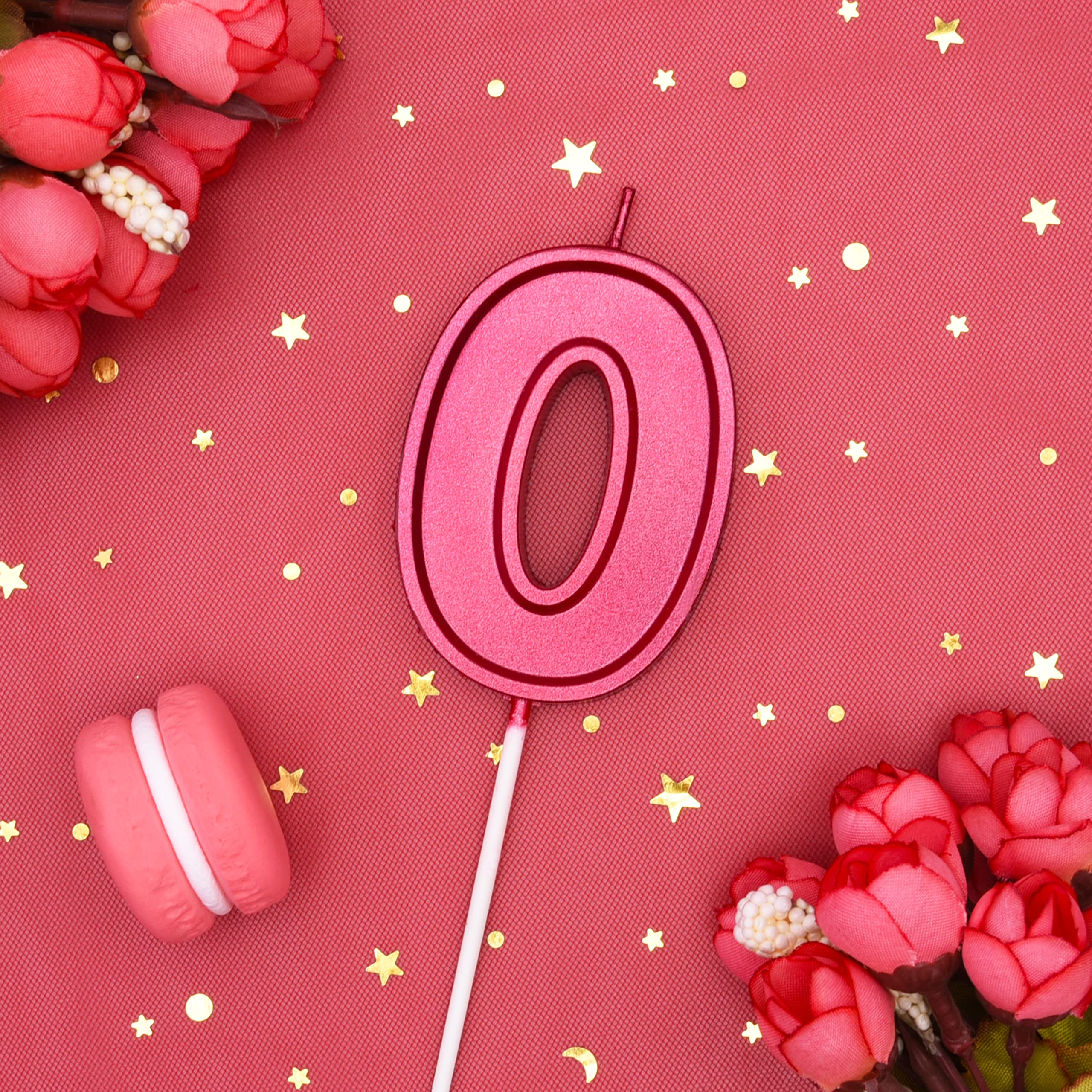 PHD CAKE 2.76 Inch Luxe Red Number 0 Birthday Candles - Premium Red Number Cake Candles for Birthday Parties, Anniversaries & Celebrations - Perfect for Cakes, Cupcakes & Desserts